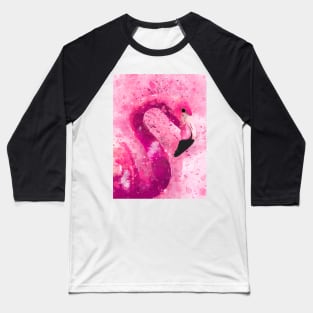 Dramabite Flamingo Pink Watercolor Painting Gift Wife Girlfriend Baseball T-Shirt